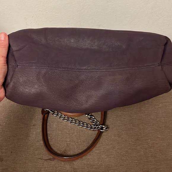 EUC AUTH LANVIN KENTUCKY SUEDE LEATHER BROWN & PURPLE PURSE - Picture 9 of 10